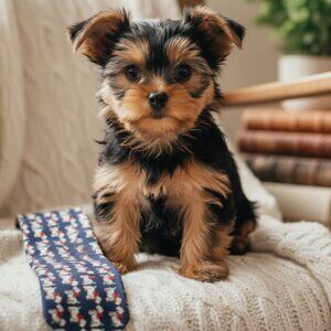 VINTAGE BEAUFORT Preppy Yorkie Boston Terrier Silk Tie Animal Dog Rescue Pets